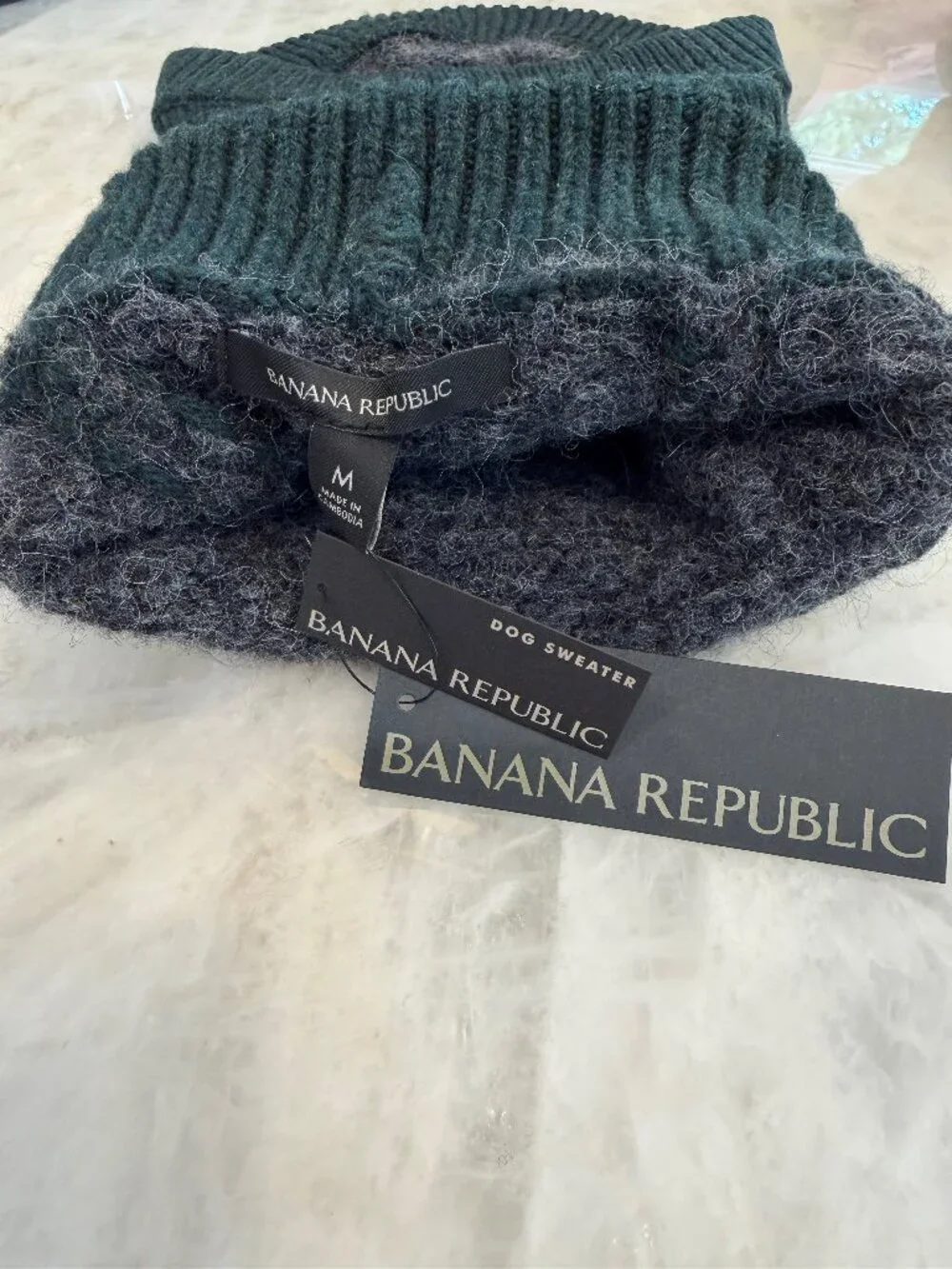 NWT Banana Republic Green/Gray Striped Wool and Alpaca Dog Sweater - Size M